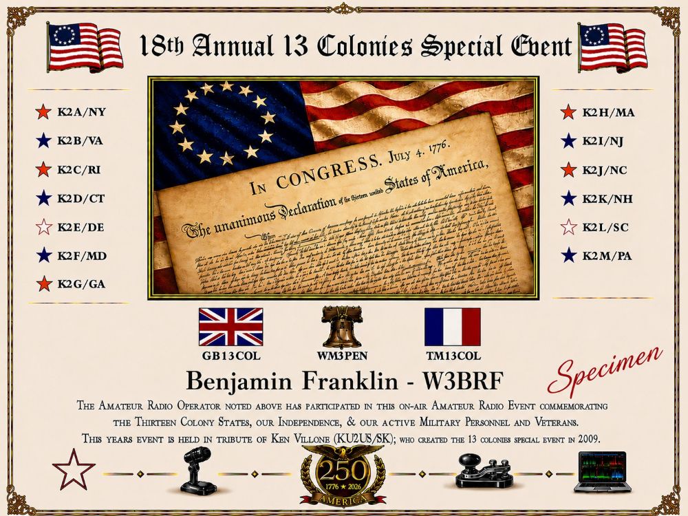 13 Colonies 2026 Certificate